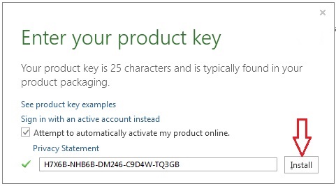 Product key for Microsoft offfice 2013