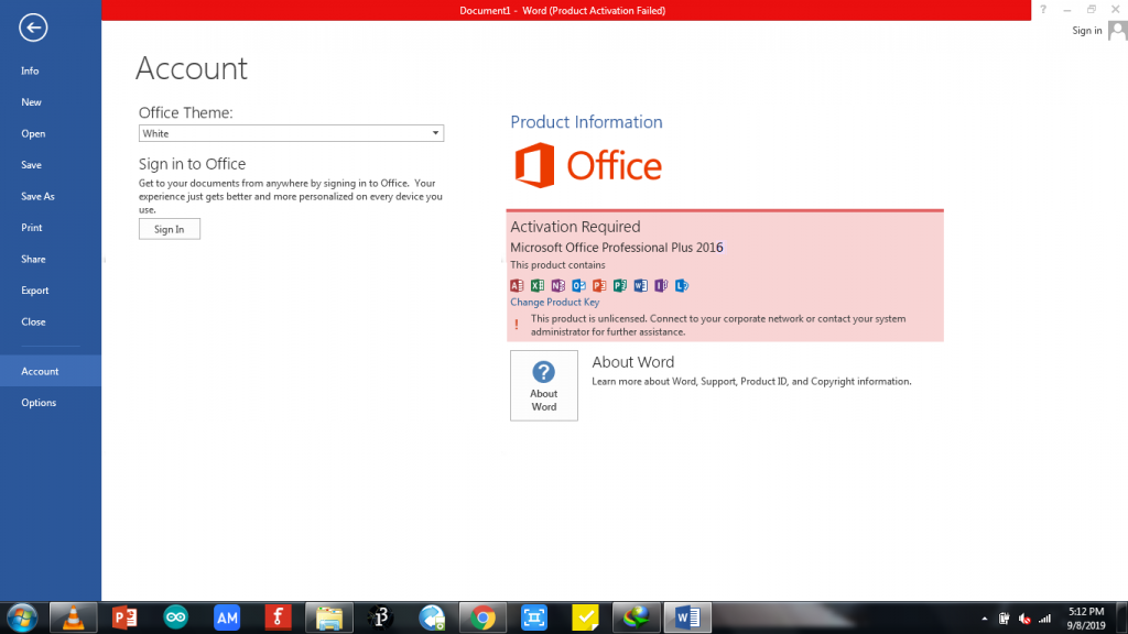activation key for ms office 2016