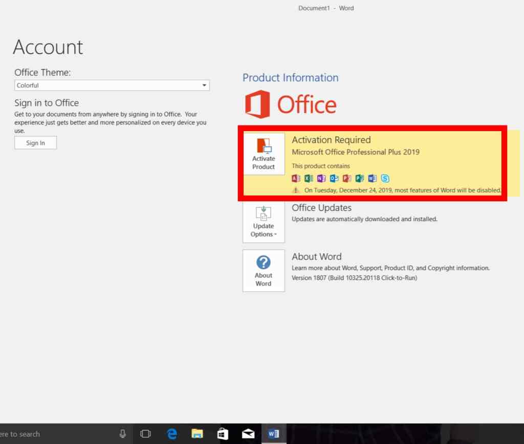 microsoft office 2019 activate txt