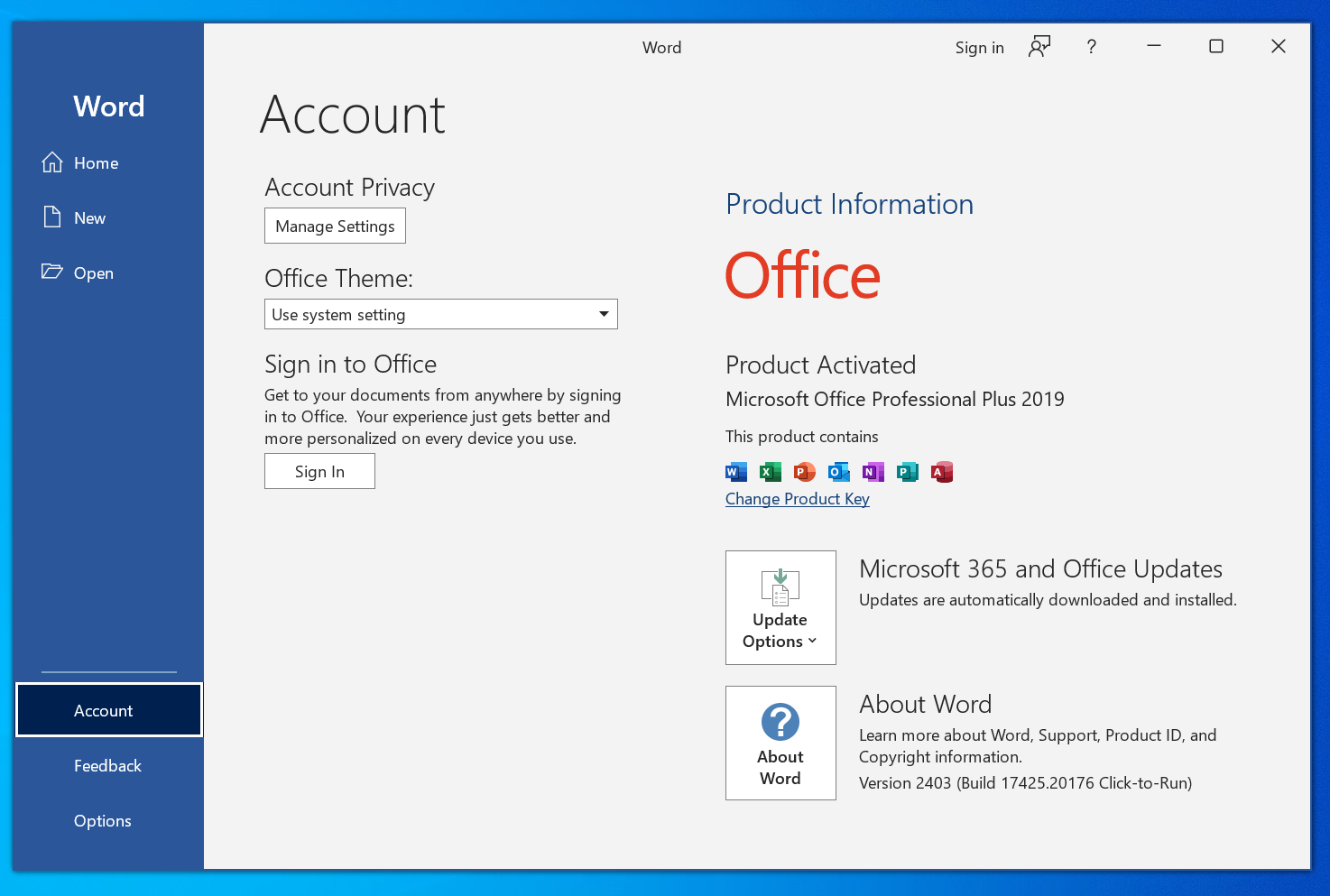 Microsoft Office 2019 activated using KMS Auto Net