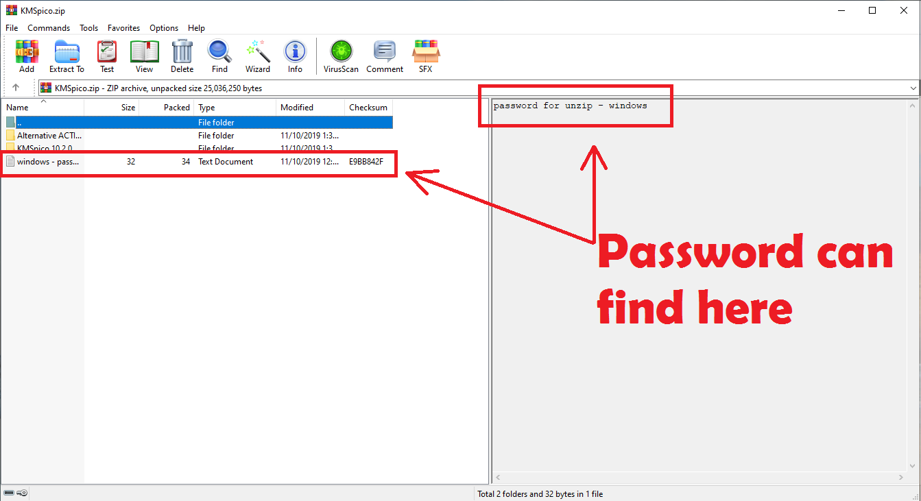 password zip file windows 10